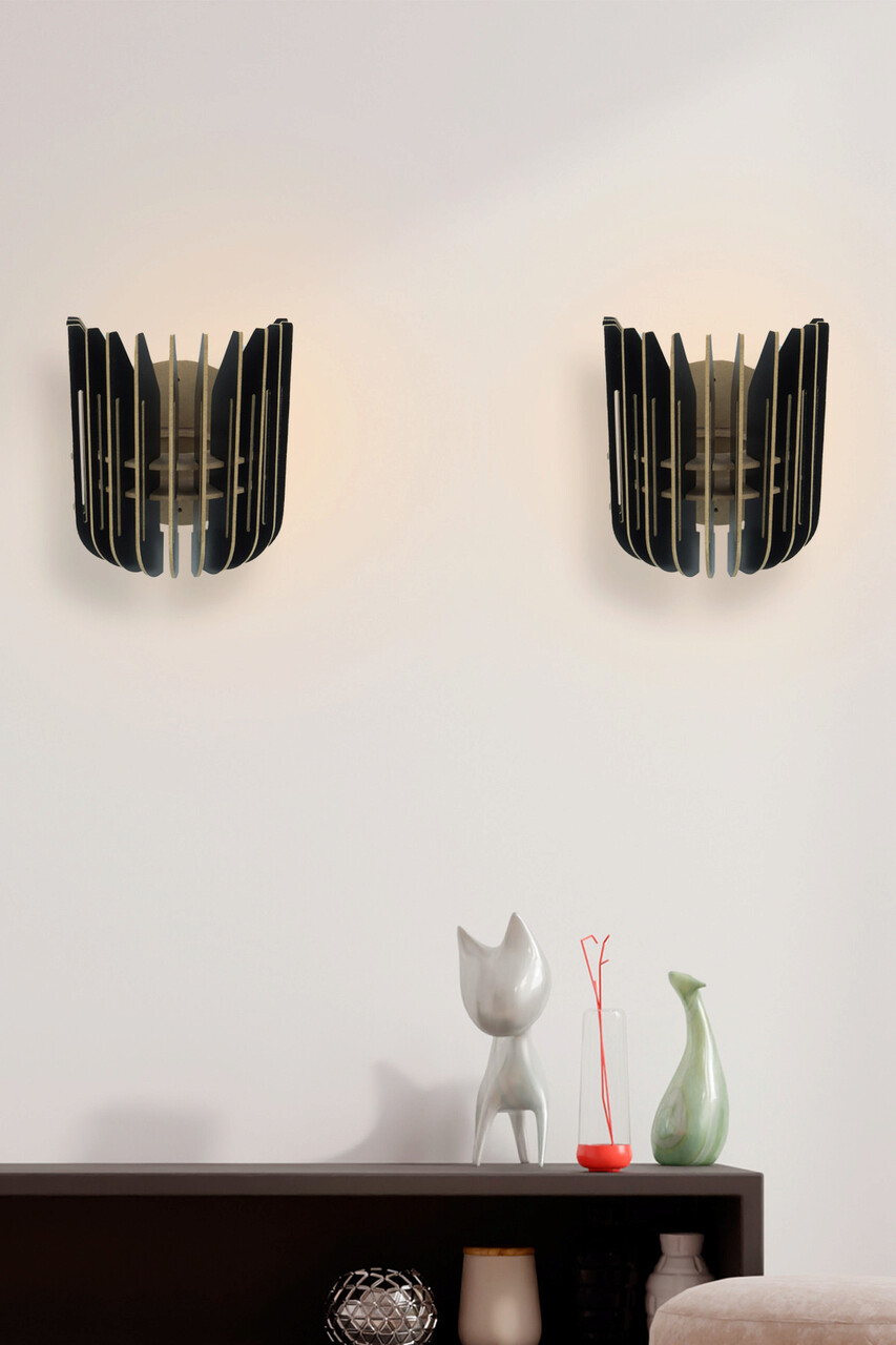 Aplica de perete, Opviq, 390FLH2130, Negru - imagine 3